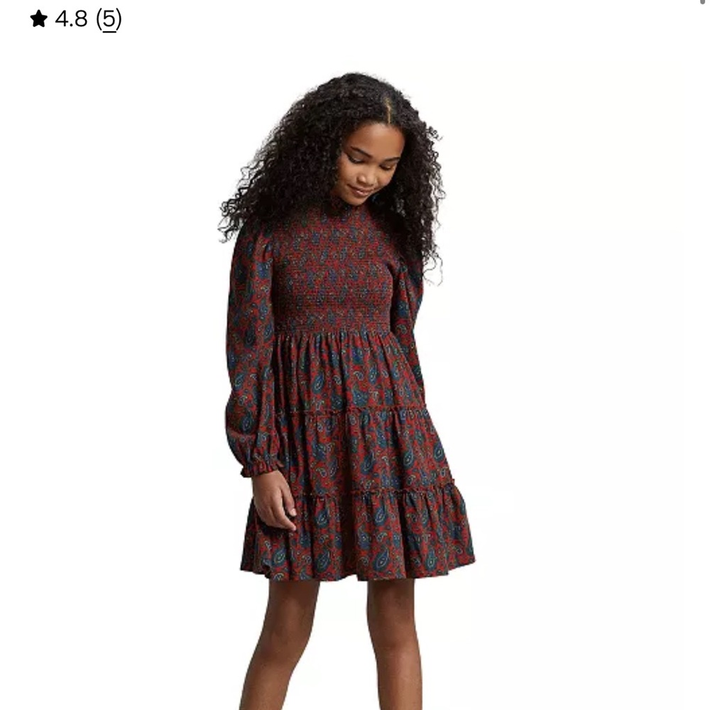 NWT Ralph Lauren Red and Blue Paisley Kids Dress - Picture 4 of 8